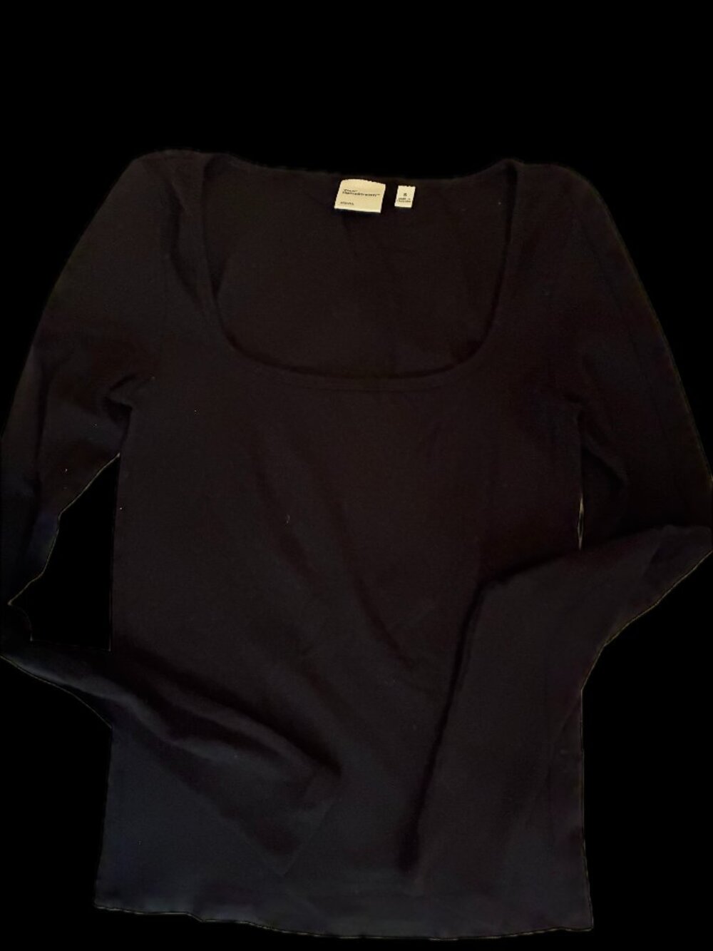 Aritzia TNA Long Sleeve Square Neck Homestretch Tee (Small)